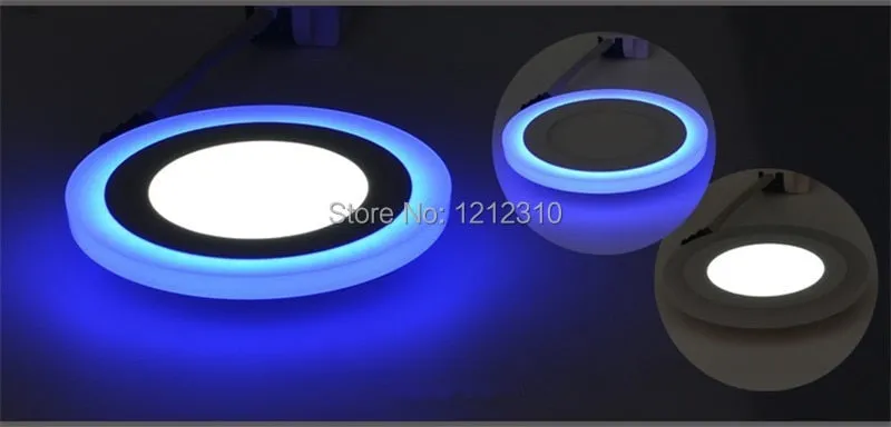 3 Model Round blue  white double color Led Panel Light 6w/9w/16w/24W AC85-265V Recessed LED Ceiling downlight downlights
