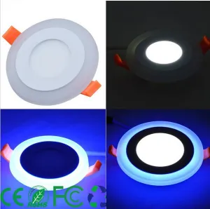 3 Model Round blue  white double color Led Panel Light 6w/9w/16w/24W AC85-265V Recessed LED Ceiling downlight downlights