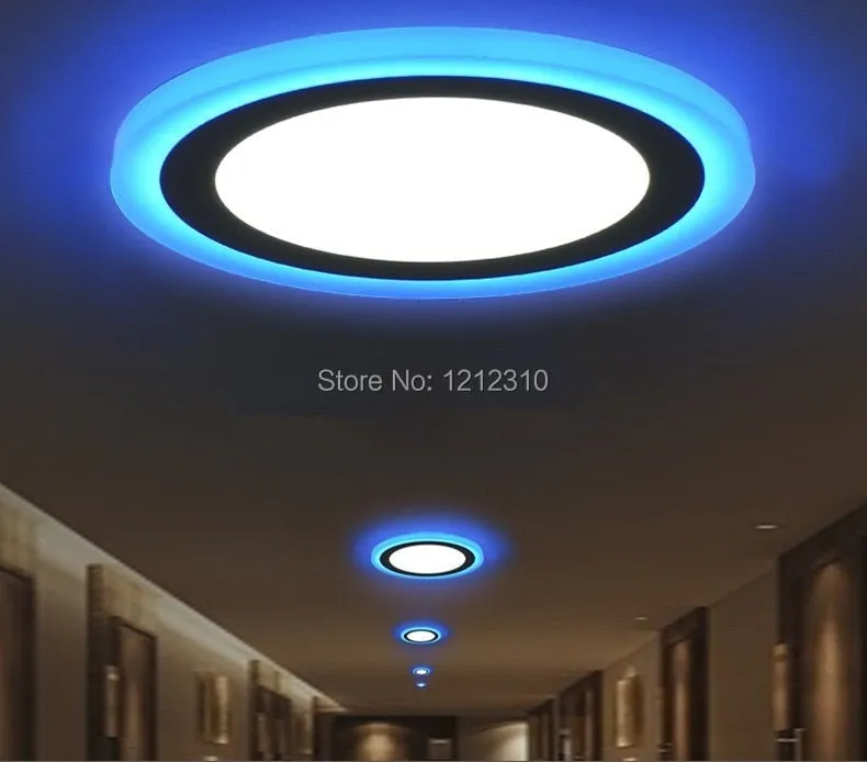 3 Model Round blue  white double color Led Panel Light 6w/9w/16w/24W AC85-265V Recessed LED Ceiling downlight downlights
