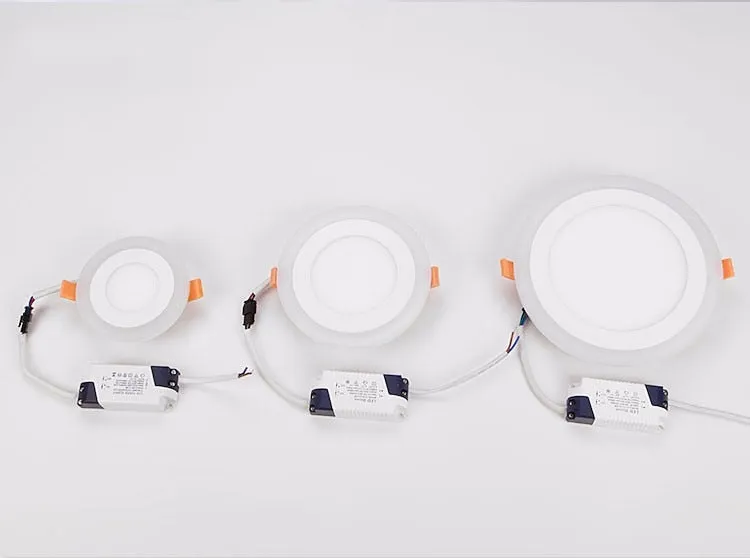 3 Model Round blue  white double color Led Panel Light 6w/9w/16w/24W AC85-265V Recessed LED Ceiling downlight downlights