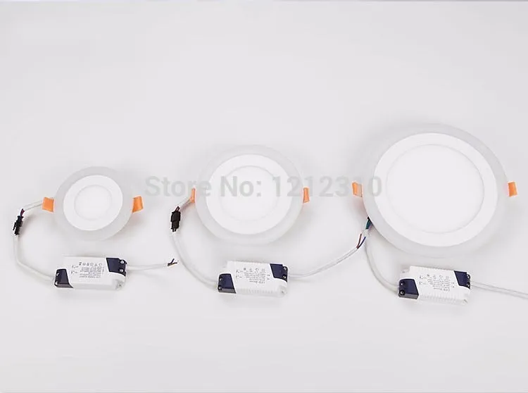 3 Model Round blue  white double color Led Panel Light 6w/9w/16w/24W AC85-265V Recessed LED Ceiling downlight downlights