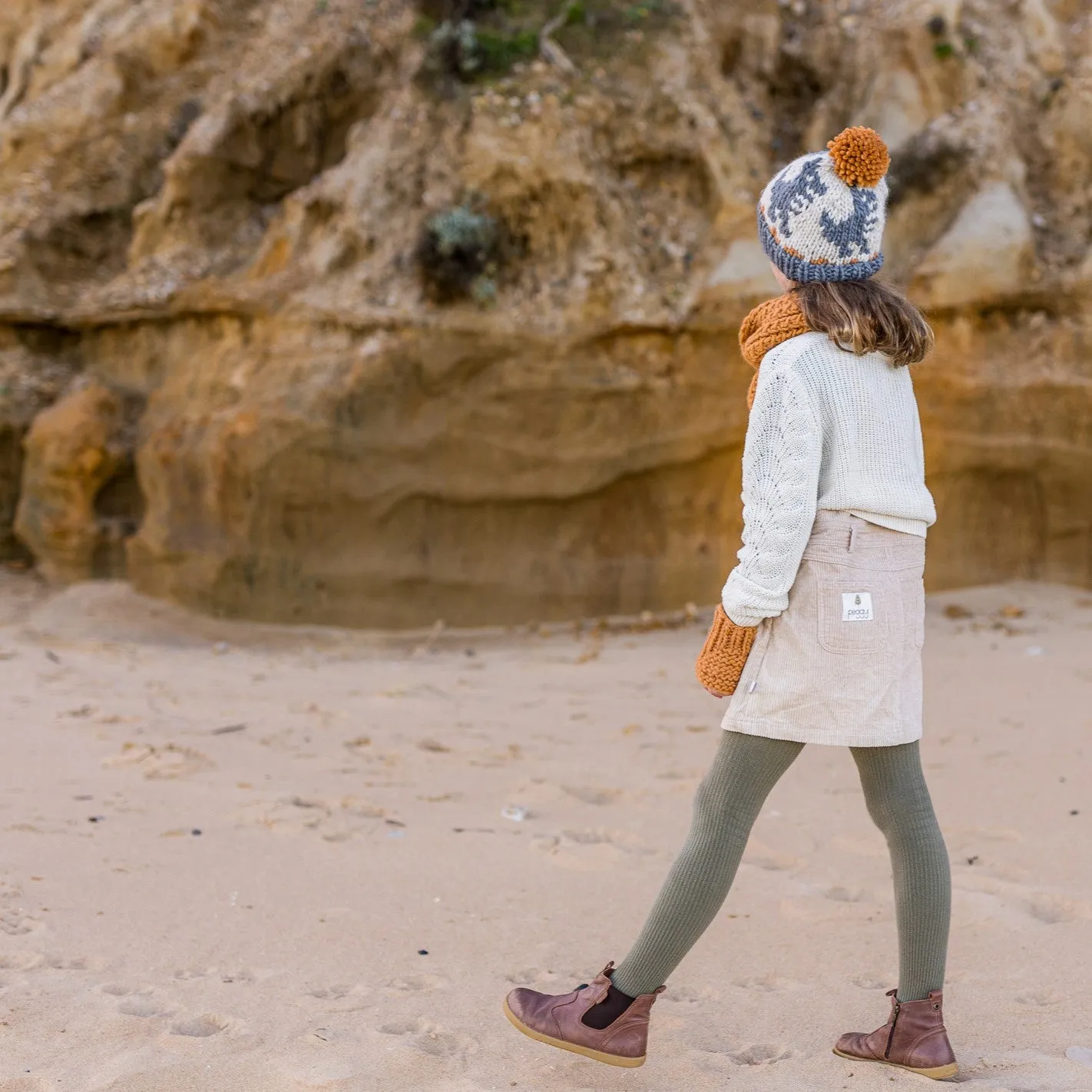 Acorn Kids: Dino Beanie Grey and Caramel