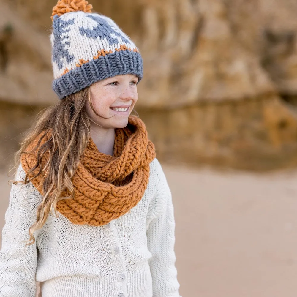 Acorn Kids: Dino Beanie Grey and Caramel