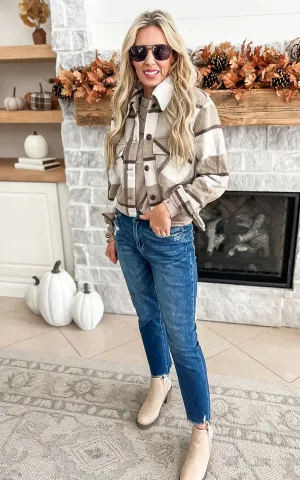All That You Are Plaid Button Up Jacket - Camel