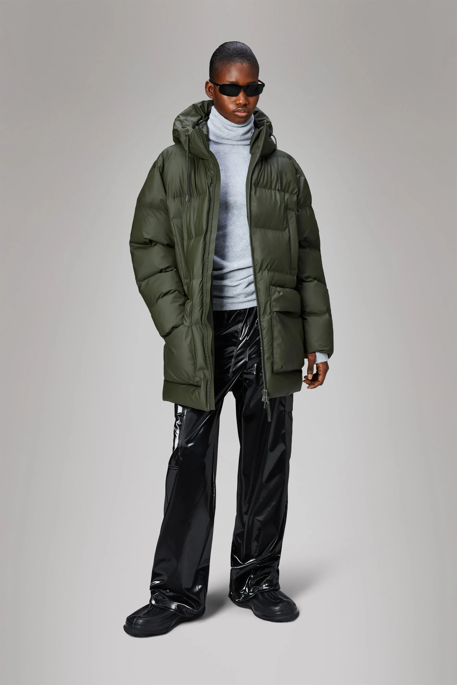 Alta Long Puffer Cargo Jacket - Green