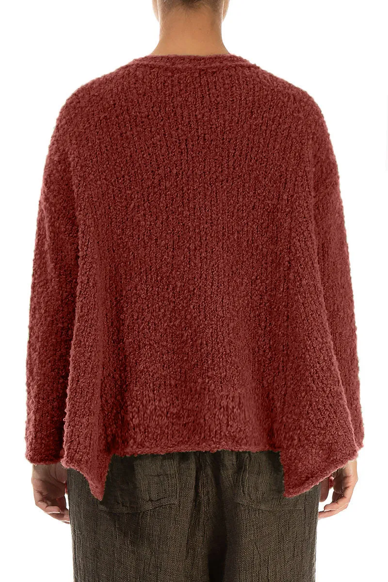 Buttoned Burnt Brick Alpaca Wool Cardigan