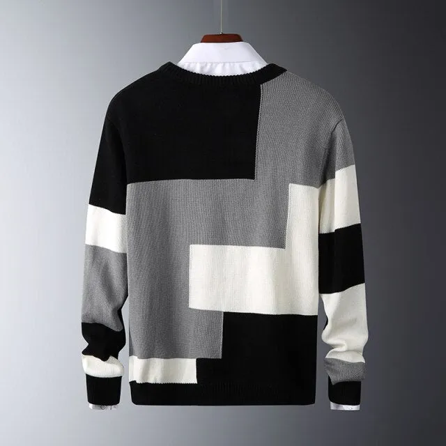 Casual O-Neck Embroidery Slim Fit Knitwear Sweater