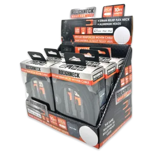 Charging Cable Roughneck Cloth Assortment 10FT 2.4 Amp - 6 Pieces Per Retail Ready Display 88460