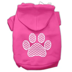 Chevron Paw Screen Print Pet Hoodies Bright Pink Size Sm (10)