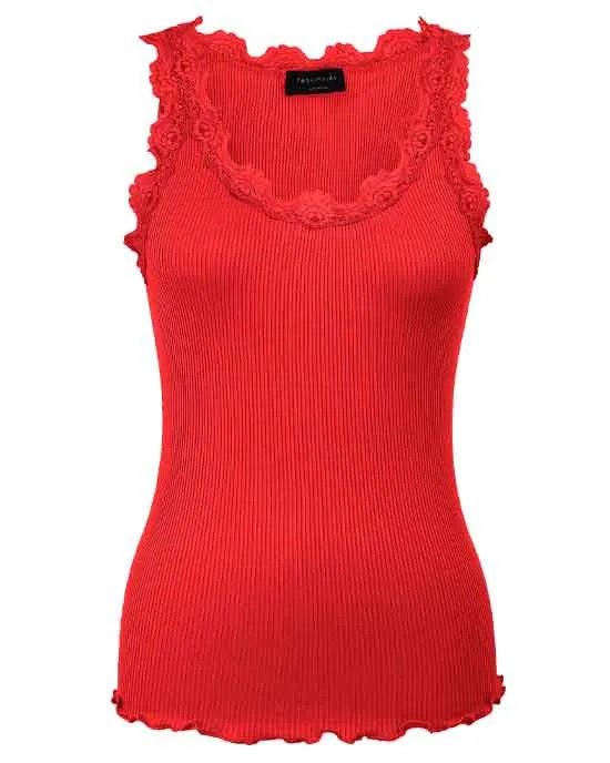 Classic silk top Rose Red