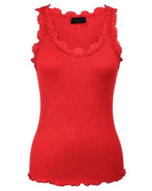 Classic silk top Rose Red