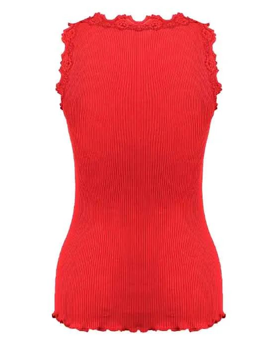 Classic silk top Rose Red