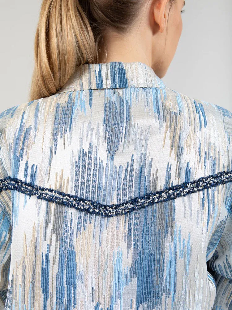 Coster Copenhagen Jacquard Jacket Cream & Blue Glitter