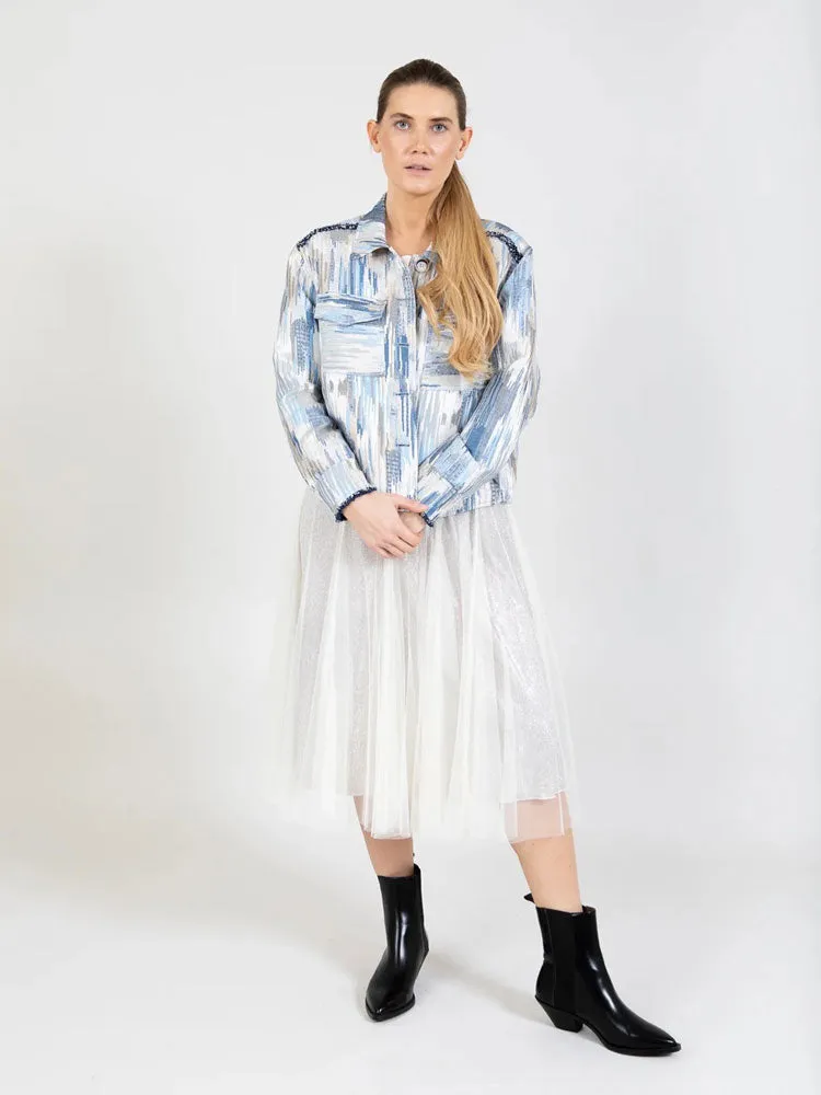 Coster Copenhagen Jacquard Jacket Cream & Blue Glitter