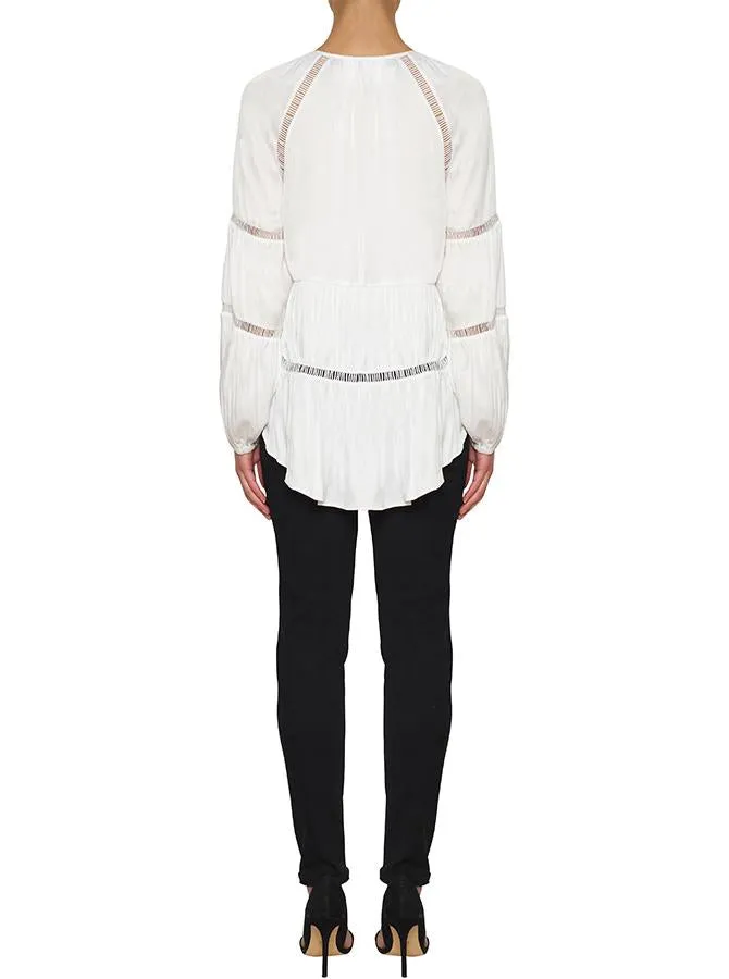 De Chine Wide Sleeve Blouse- White