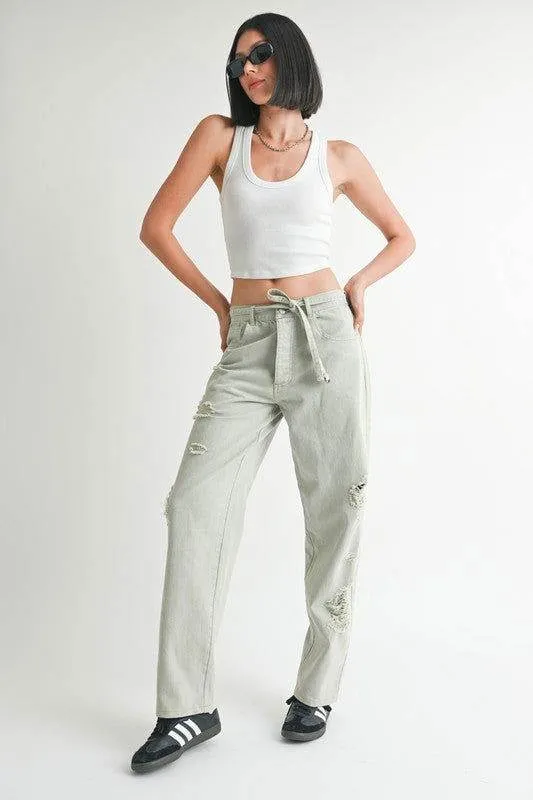 Distressed Wide Leg Pants