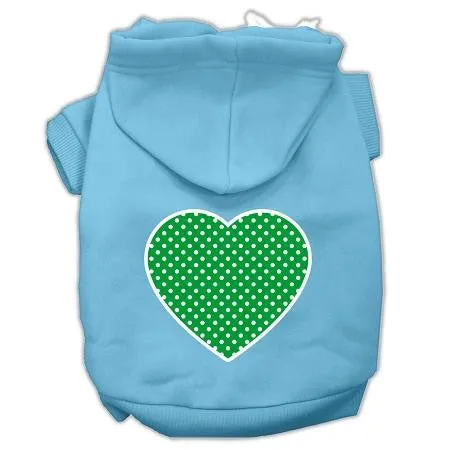 Green Swiss Dot Heart Screen Print Pet Hoodies Baby Blue Size Xs (8)