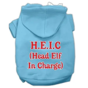 Head Elf In Charge Screen Print Pet Hoodies Baby Blue Size XL (16)