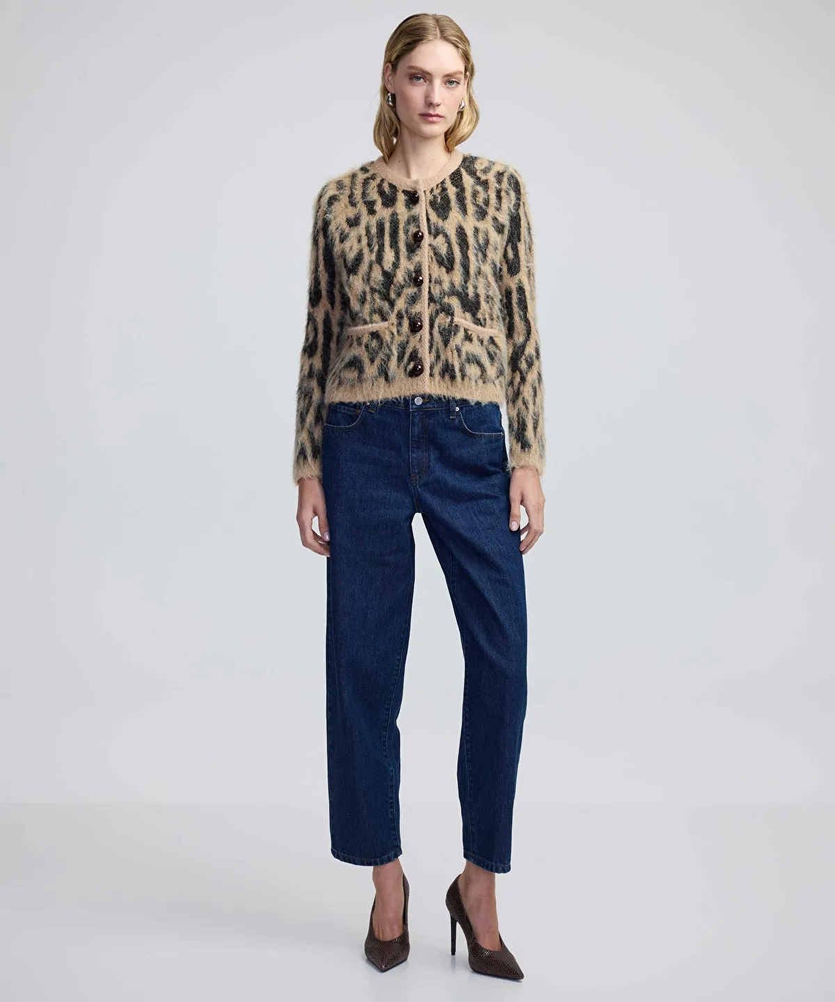 Ipekyol Leopard Jacquard Cardigan Brown