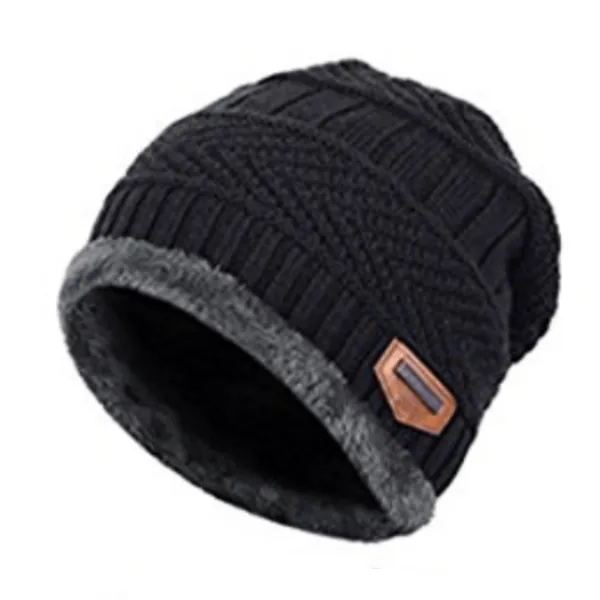 Knitted Winter Fleece Hat Scarf Set