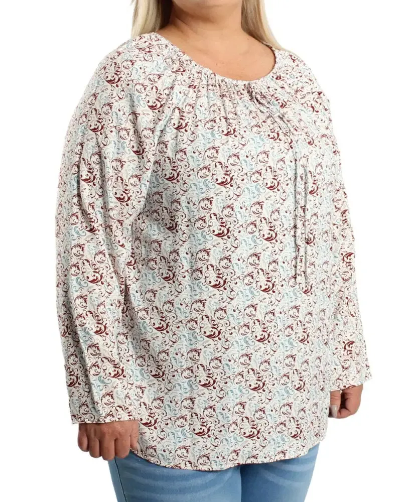 Ladies Paisley Peasant Top