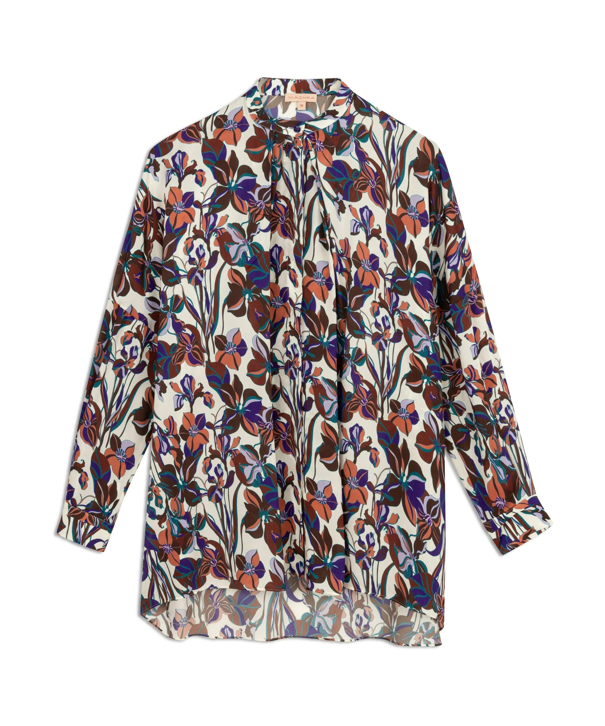 Machka Floral Pattern Casual Cut Blouse Bronze