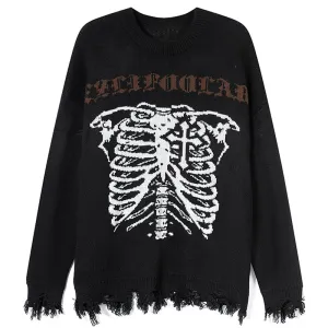PopFlying Ripped Jacquard Sweater Skeleton