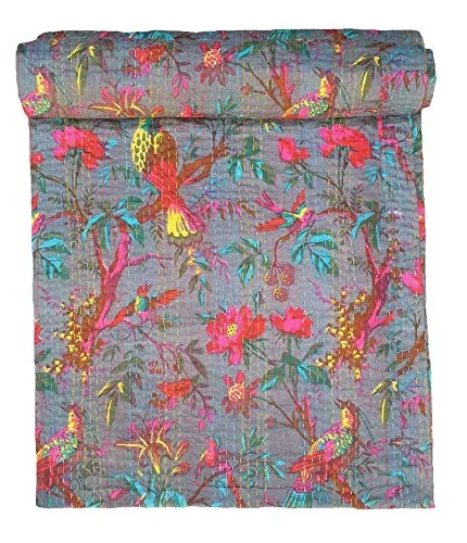 REGMESS Cotton Jaipuri Quilt Handmade Bed Cover Kantha Blanket Throw Home Decor Bedsheet (Twin, Multicolour)(60 X90 INCH)