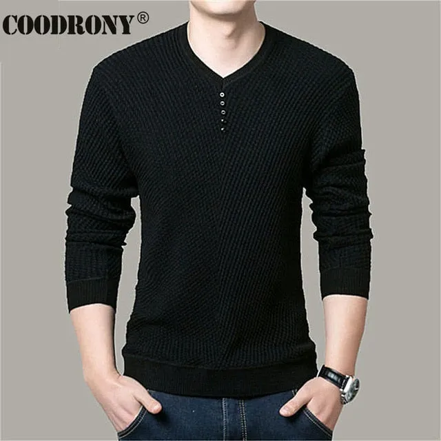 Sweater Men Casual V-Neck Pullover Shirt Autumn Winter Slim Fit