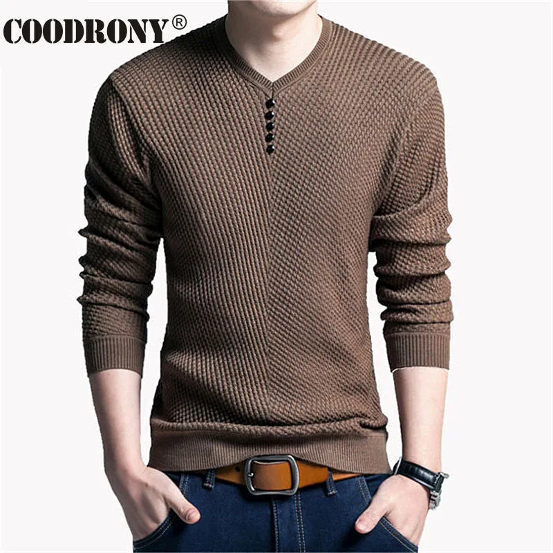 Sweater Men Casual V-Neck Pullover Shirt Autumn Winter Slim Fit