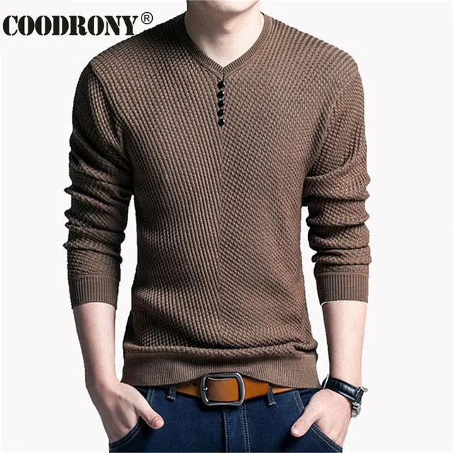 Sweater Men Casual V-Neck Pullover Shirt Autumn Winter Slim Fit