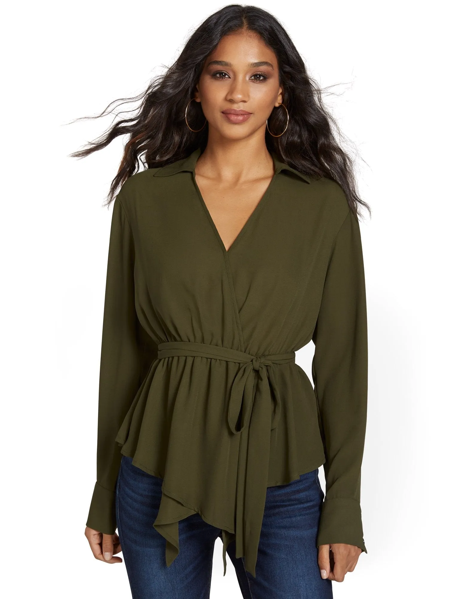 Tie-Front V-Neck Top