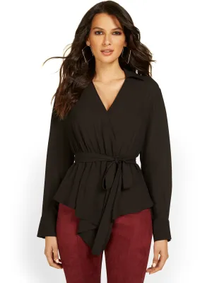 Tie-Front V-Neck Top