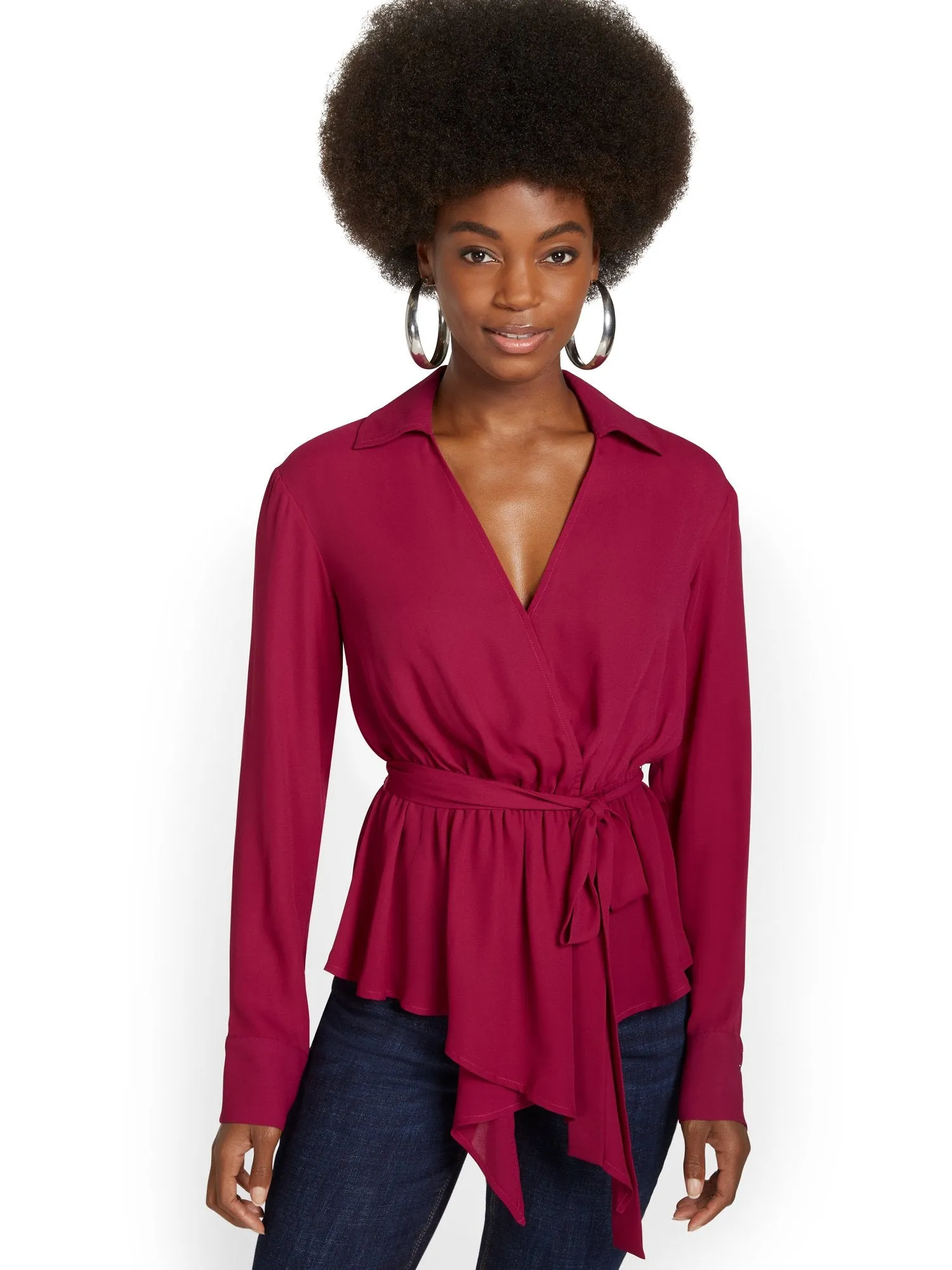 Tie-Front V-Neck Top
