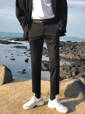 WIAOFELLAS  -  Korean Summer Spring Male Casual Pants Business Suit Pants Classic Men's Dress Pants Flexible Comfortable Office Clothes A102