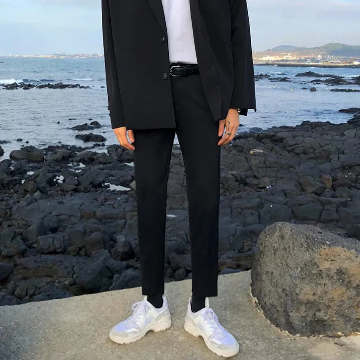 WIAOFELLAS  -  Korean Summer Spring Male Casual Pants Business Suit Pants Classic Men's Dress Pants Flexible Comfortable Office Clothes A102