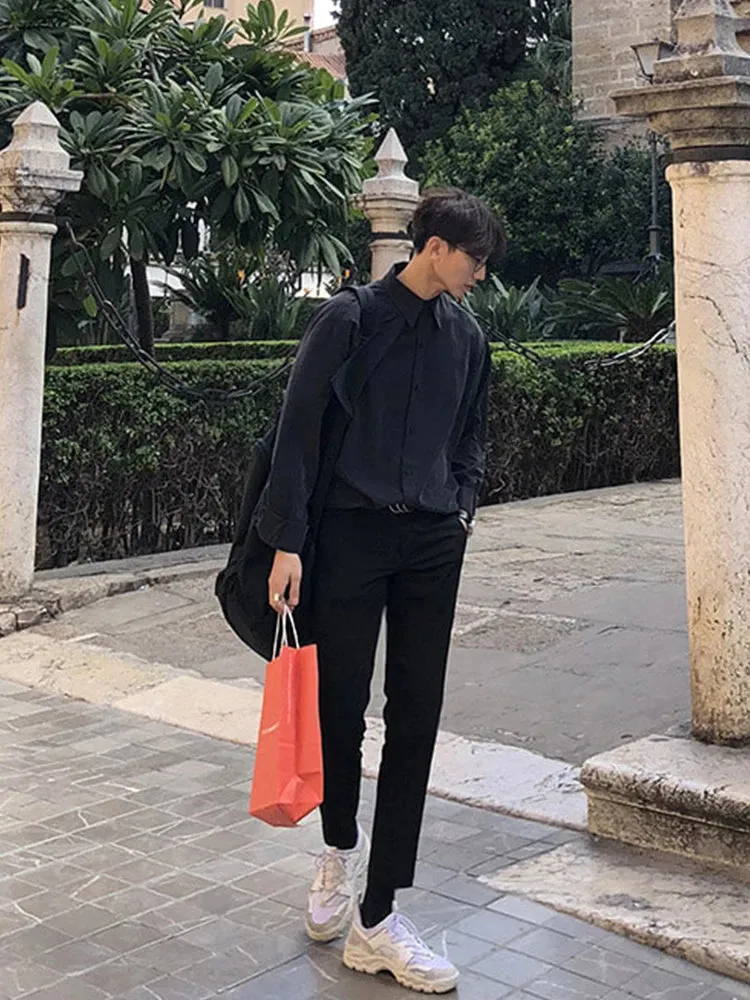 WIAOFELLAS  -  Korean Summer Spring Male Casual Pants Business Suit Pants Classic Men's Dress Pants Flexible Comfortable Office Clothes A102