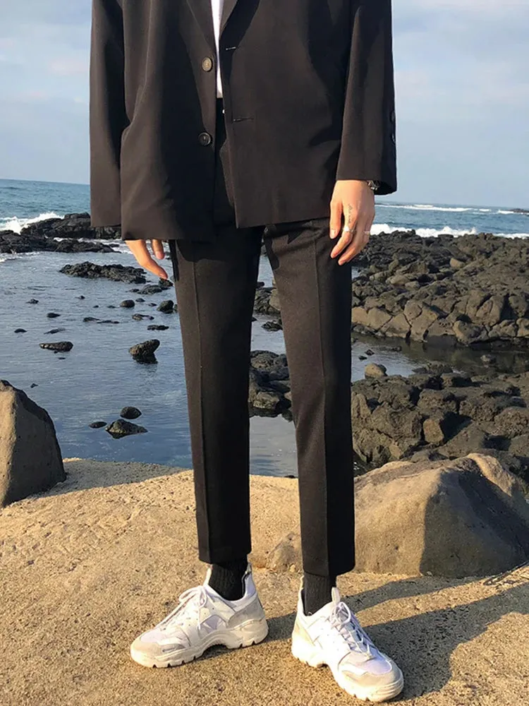 WIAOFELLAS  -  Korean Summer Spring Male Casual Pants Business Suit Pants Classic Men's Dress Pants Flexible Comfortable Office Clothes A102